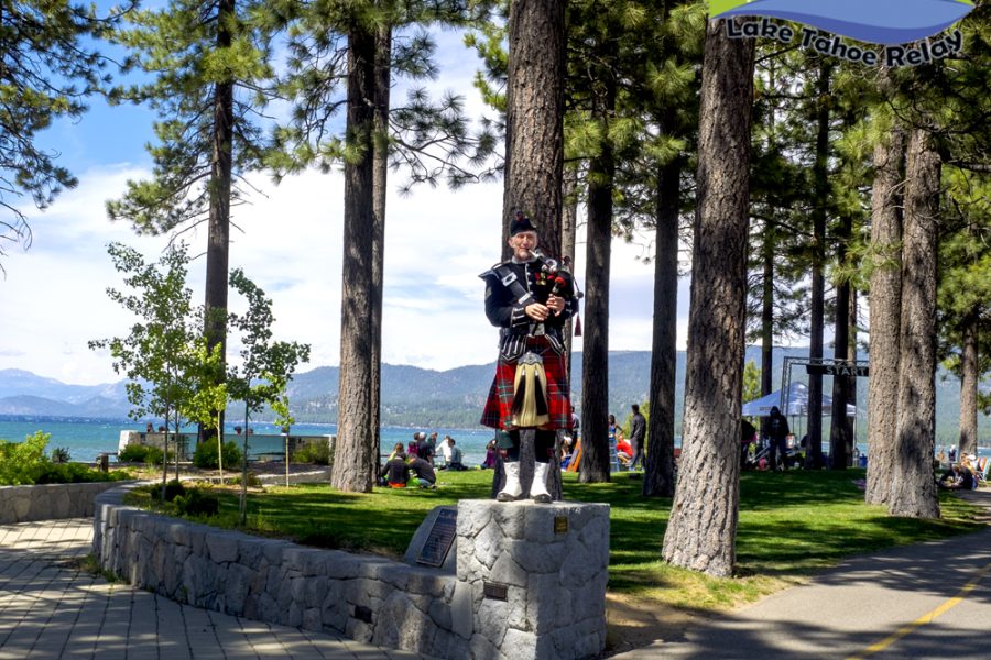 Sean Cummings Bagpiper For Hire at Lakeview Commons during Lake Tahoe Relay
