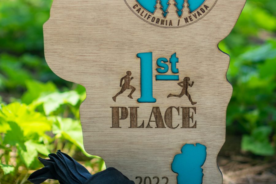 1st place trophy for 2022 DeCelle Memorial Lake Tahoe Relay